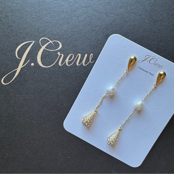 J. Crew Pearl and pavé crystal waterfall earrings - Picture 6 of 6